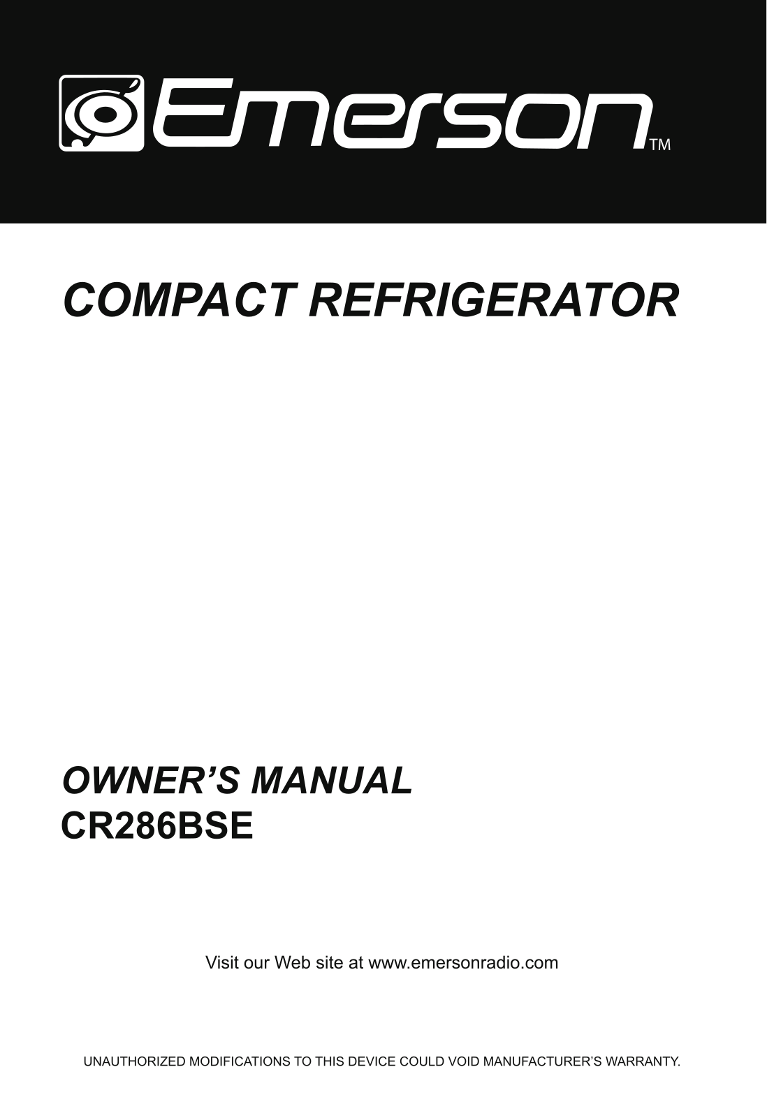 Emerson CR286BSE User Manual