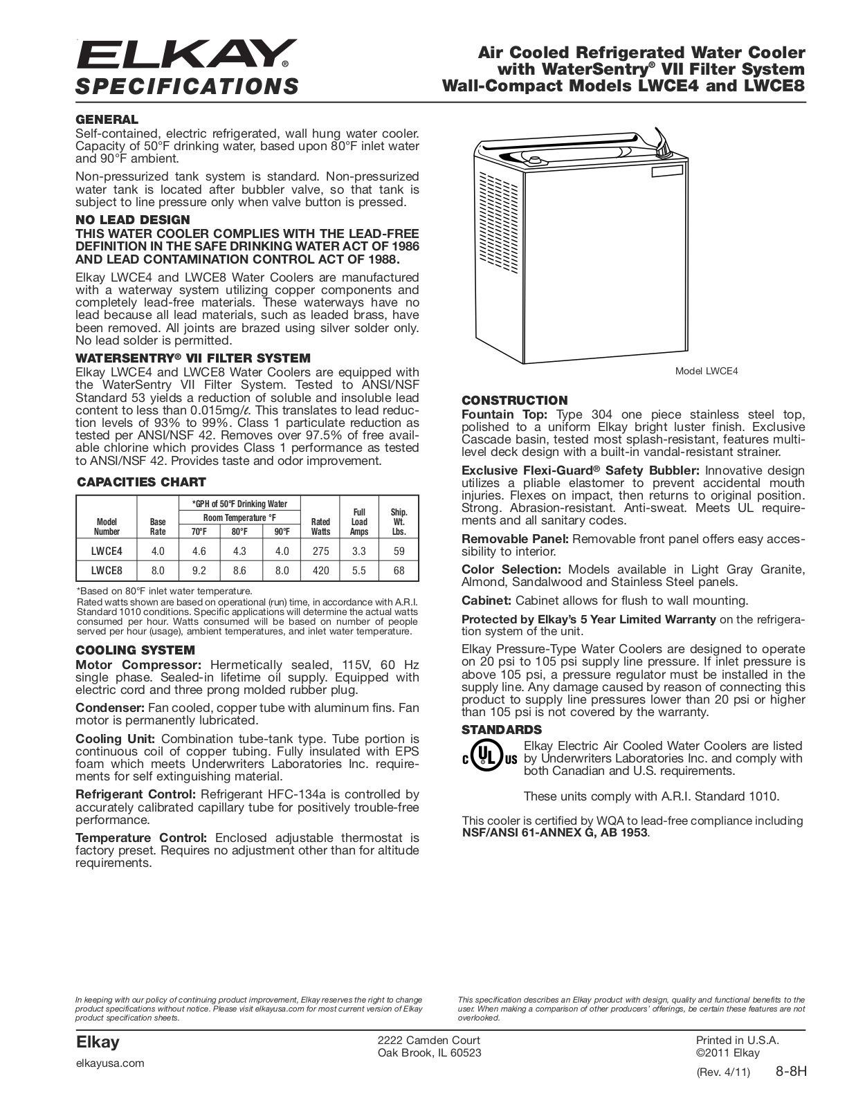 Elkay LWCE4 User Manual