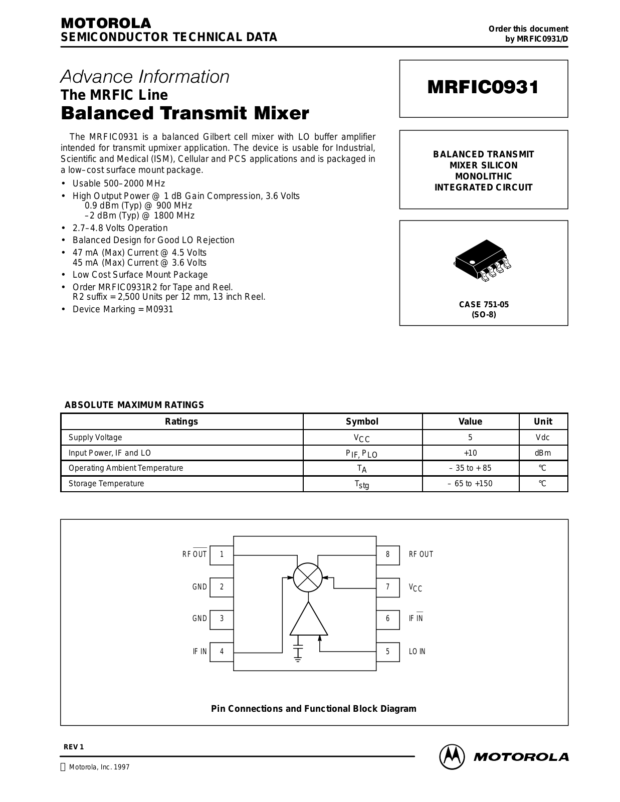 Motorola MRFIC0931 Datasheet