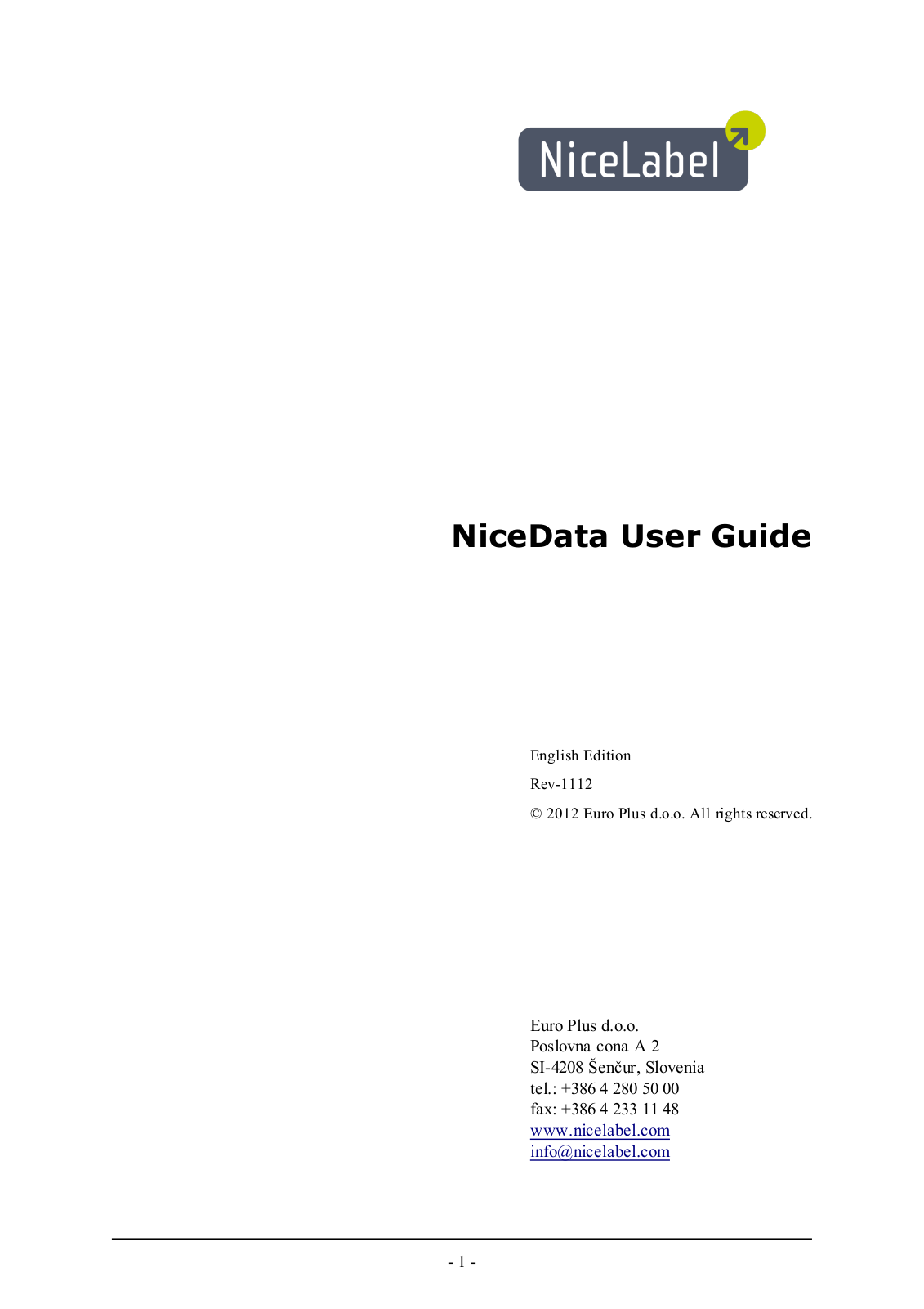 QuickLabel NiceData User Manual