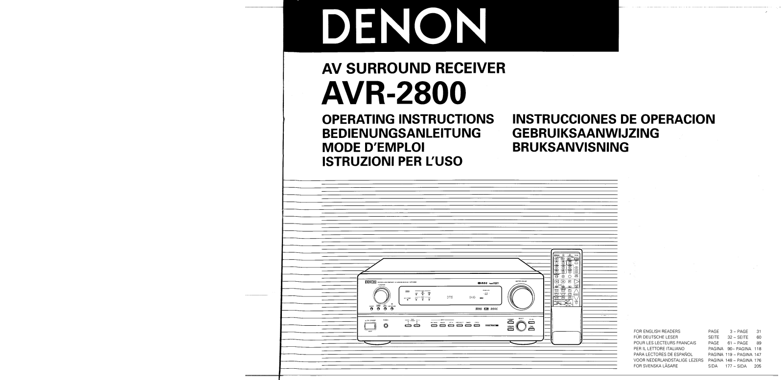 Denon AVR-2800 Operating Manual