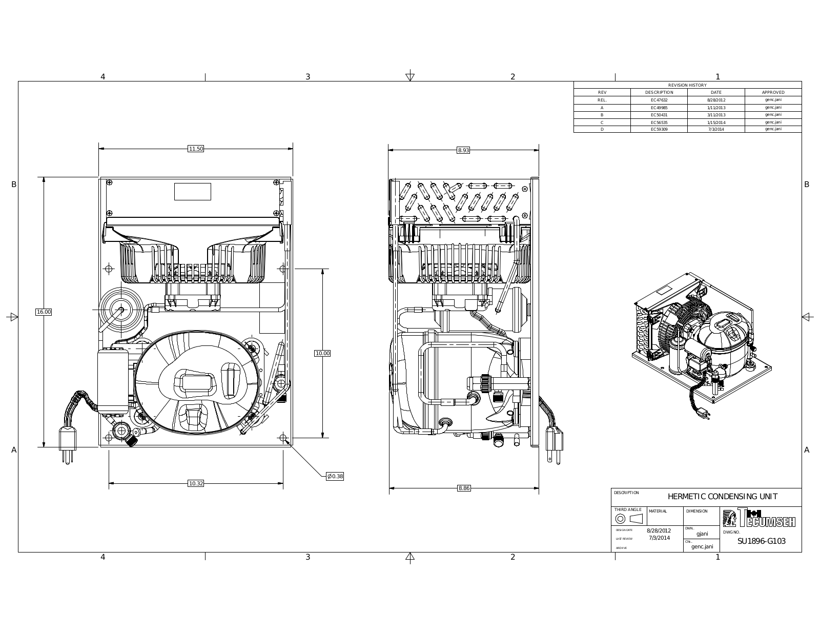 Tecumseh AE2410A-AA1ASC, AE2410A-AA1ASS, AE2410Y-AA1ASB, AE2410Y-AA1ASK, AE2410Y-AA1ASC Drawing Data