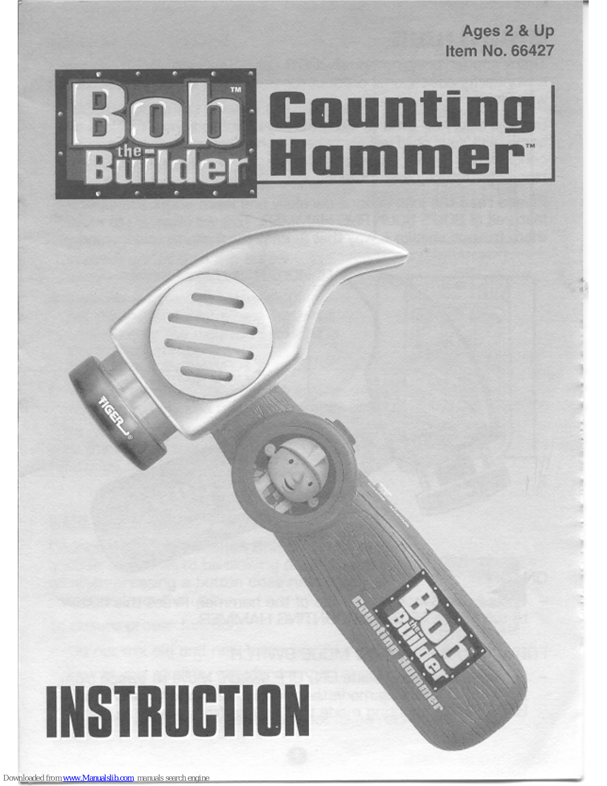 Tiger Electronics Bob the Builder Counting Hammer, 66427 Instructions Manual
