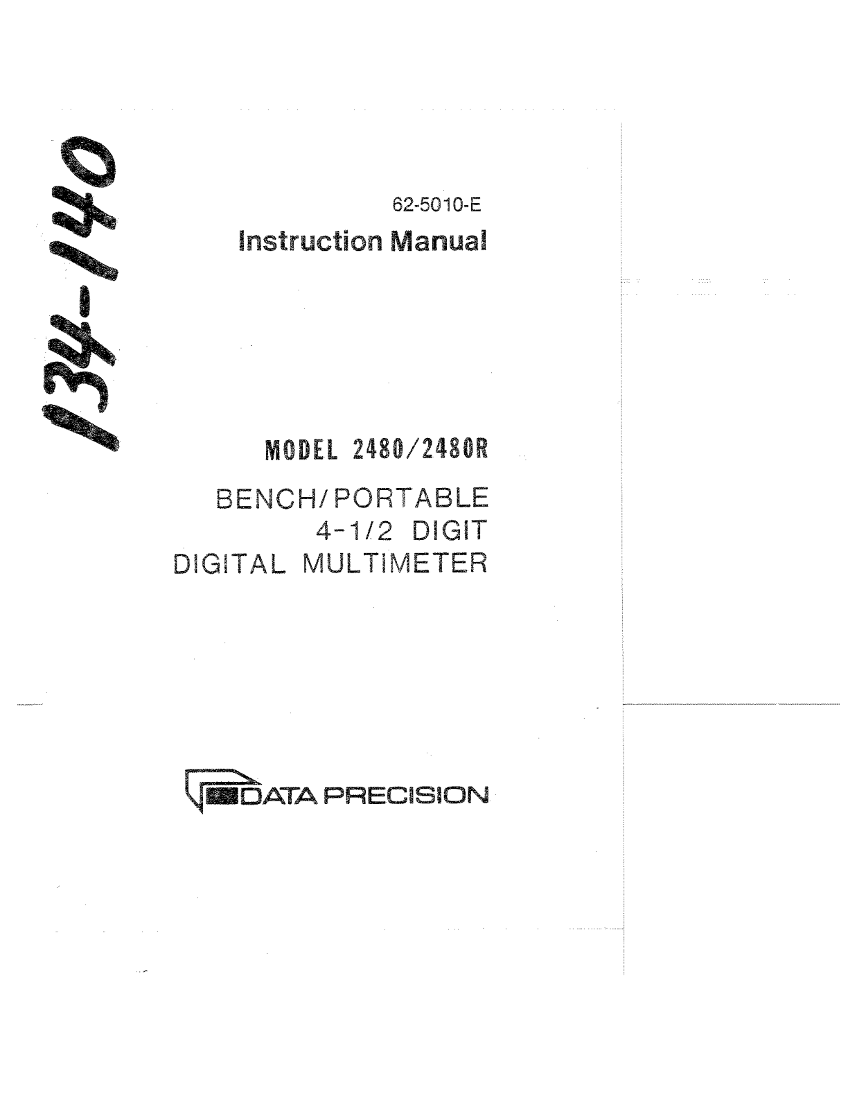 Data Precision 2480R, 2480 Service manual