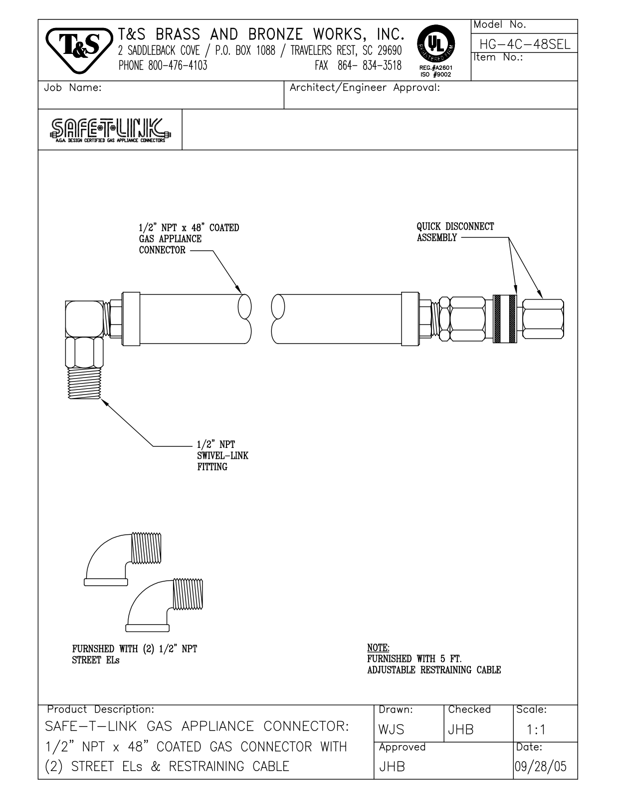 T&S Brass HG-4C-48SEL User Manual