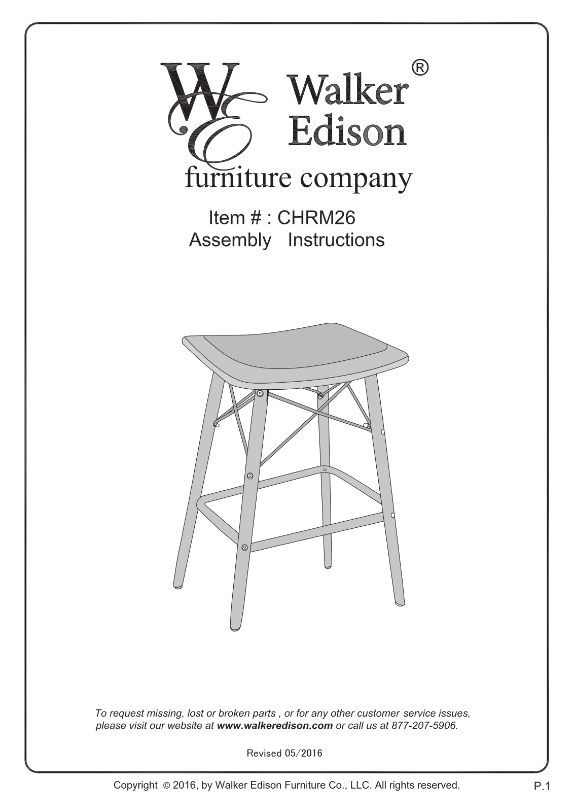 Walker Edison CHRM26BL Assembly Guide - ManualMachine.com