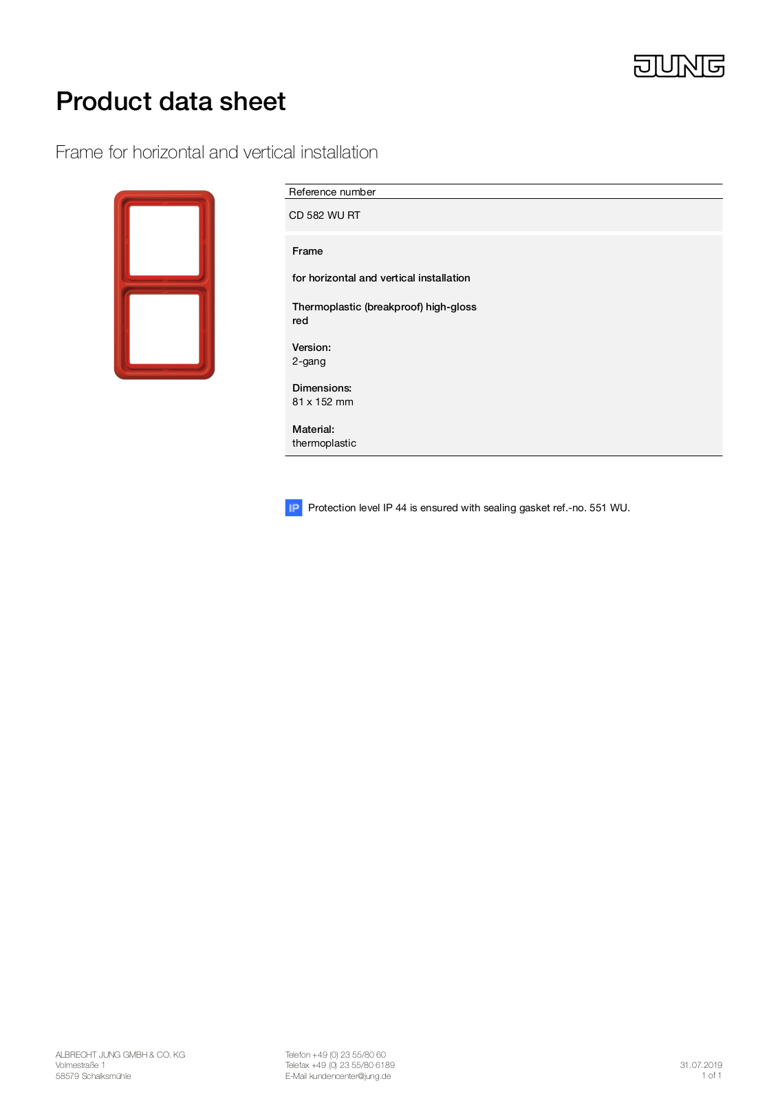 Jung CD 582 WU RT User Manual