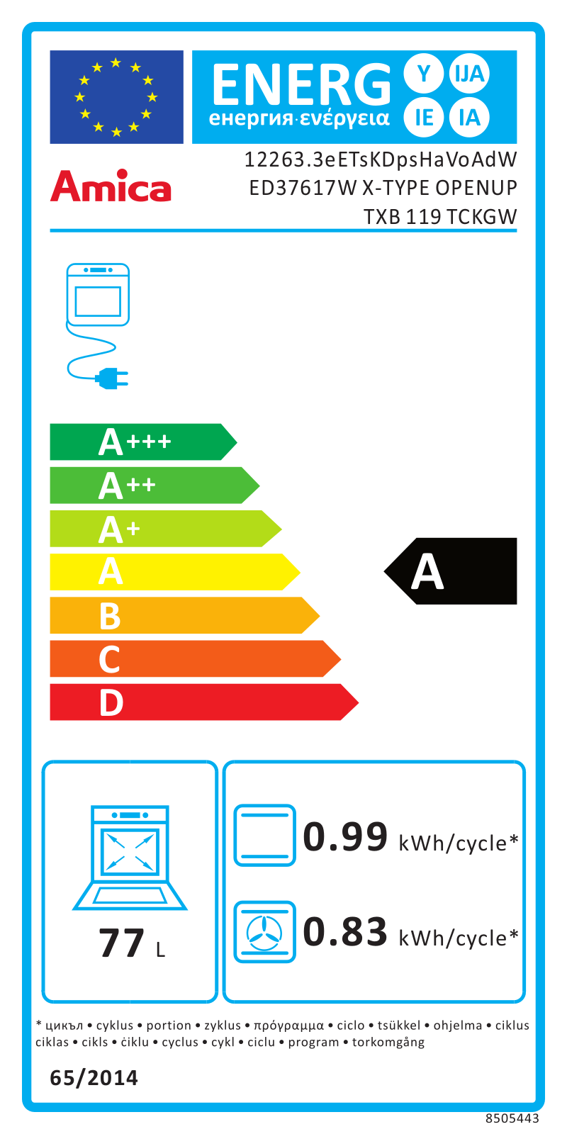 Amica X-type TXB 119 TCKGW User Manual