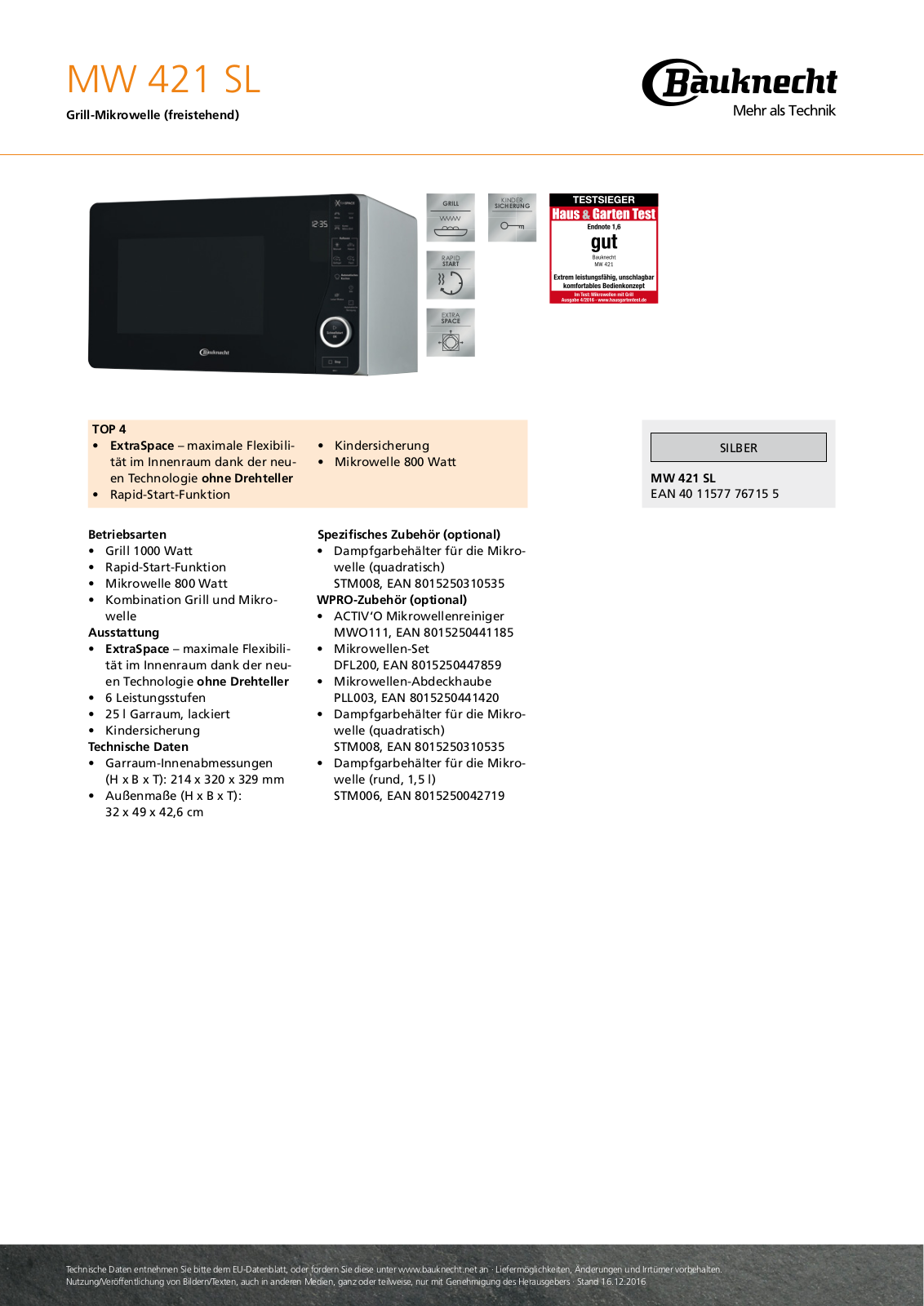 Bauknecht MW 421 SL User Manual