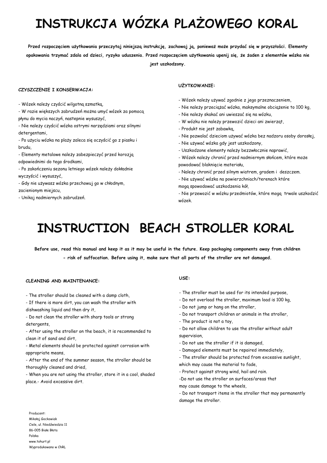 GOCKOWIAK Koral User guide - ManualMachine.com