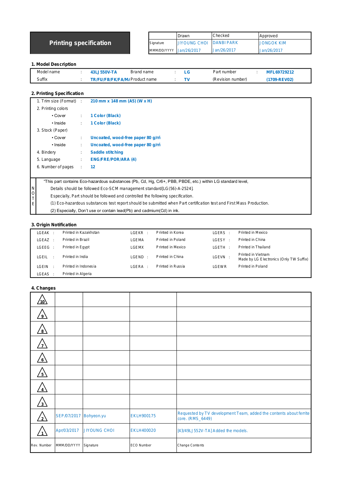 LG 43LJ554T QUICK SETUP GUIDE