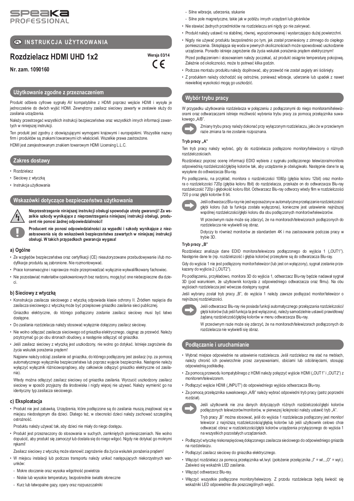 SpeaKa Professional 1090160 User guide