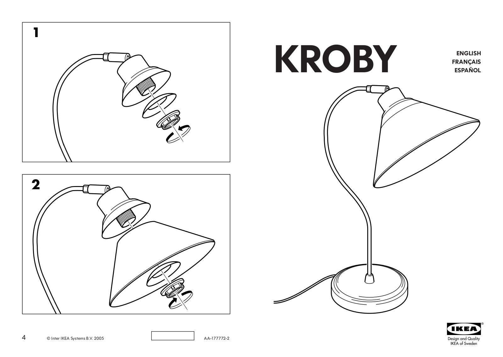 IKEA KROBY TABLE LAMP User Manual