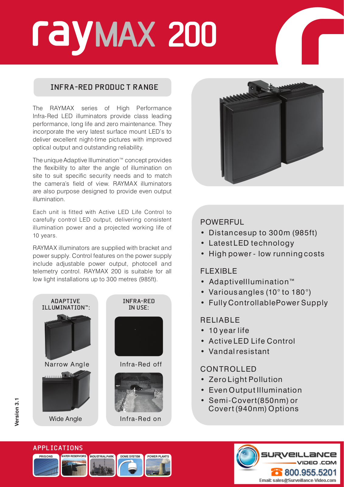 Raytec RM200-AI-10, RM200-AI-120, RM200-AI-30, RM200-AI-50 Specsheet