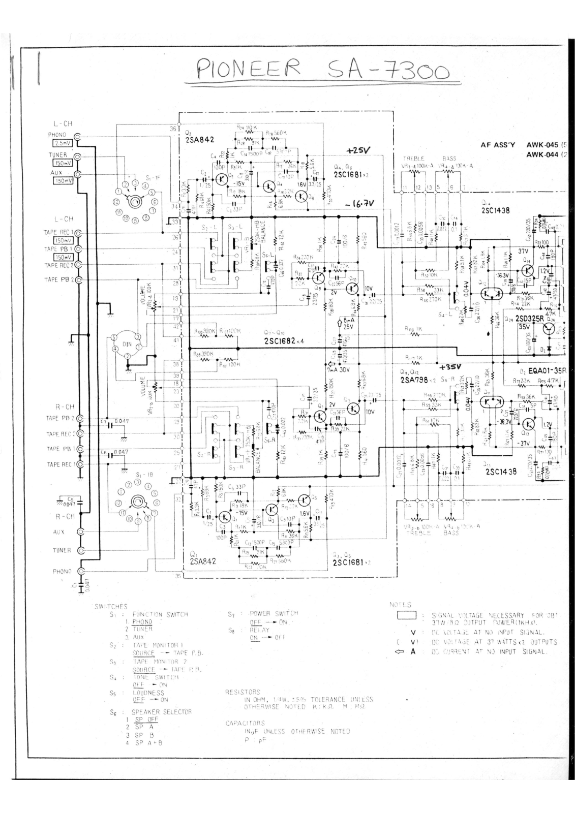 Pioneer SA-7300 Schematic