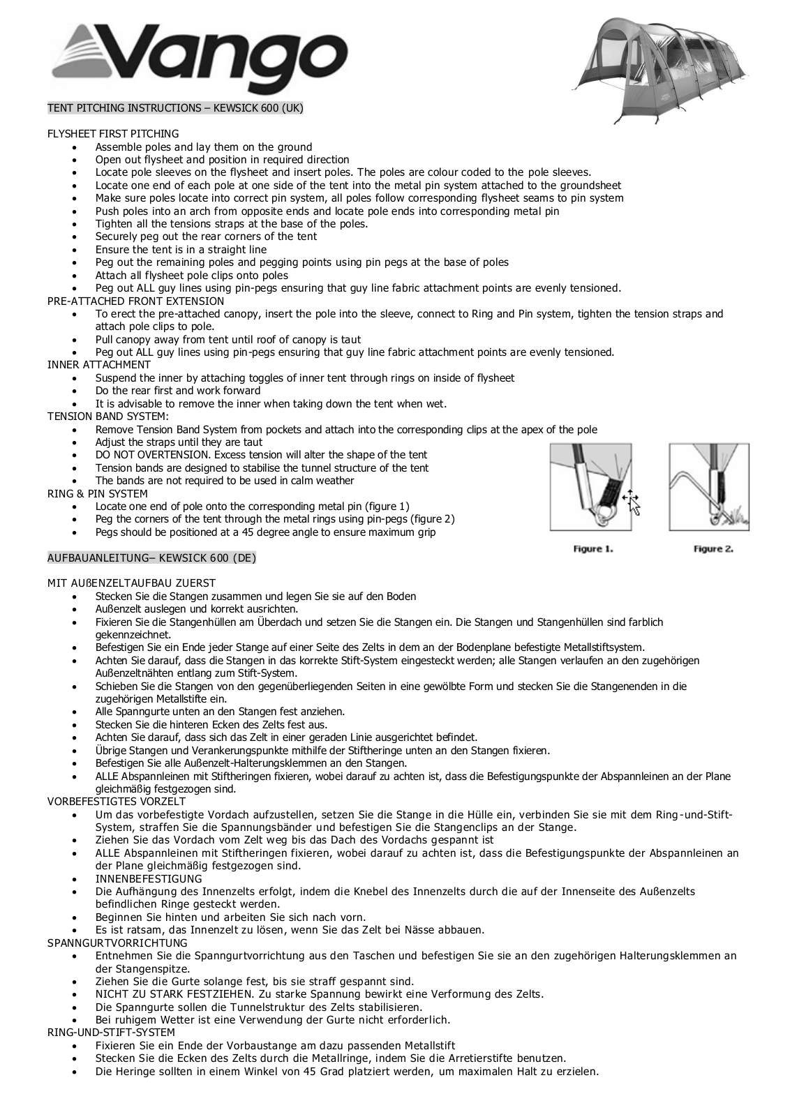 Vango Keswick 600 User Manual