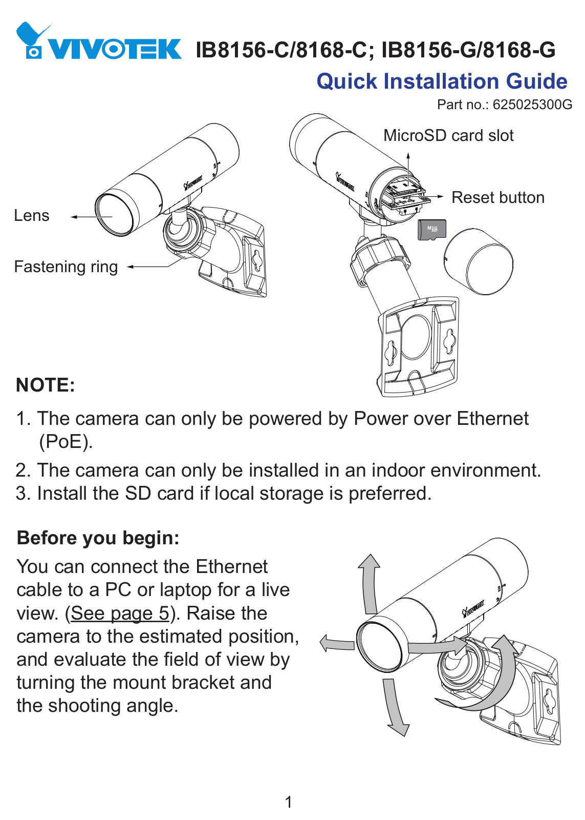 Vivotek IB8168-C Installation Guide