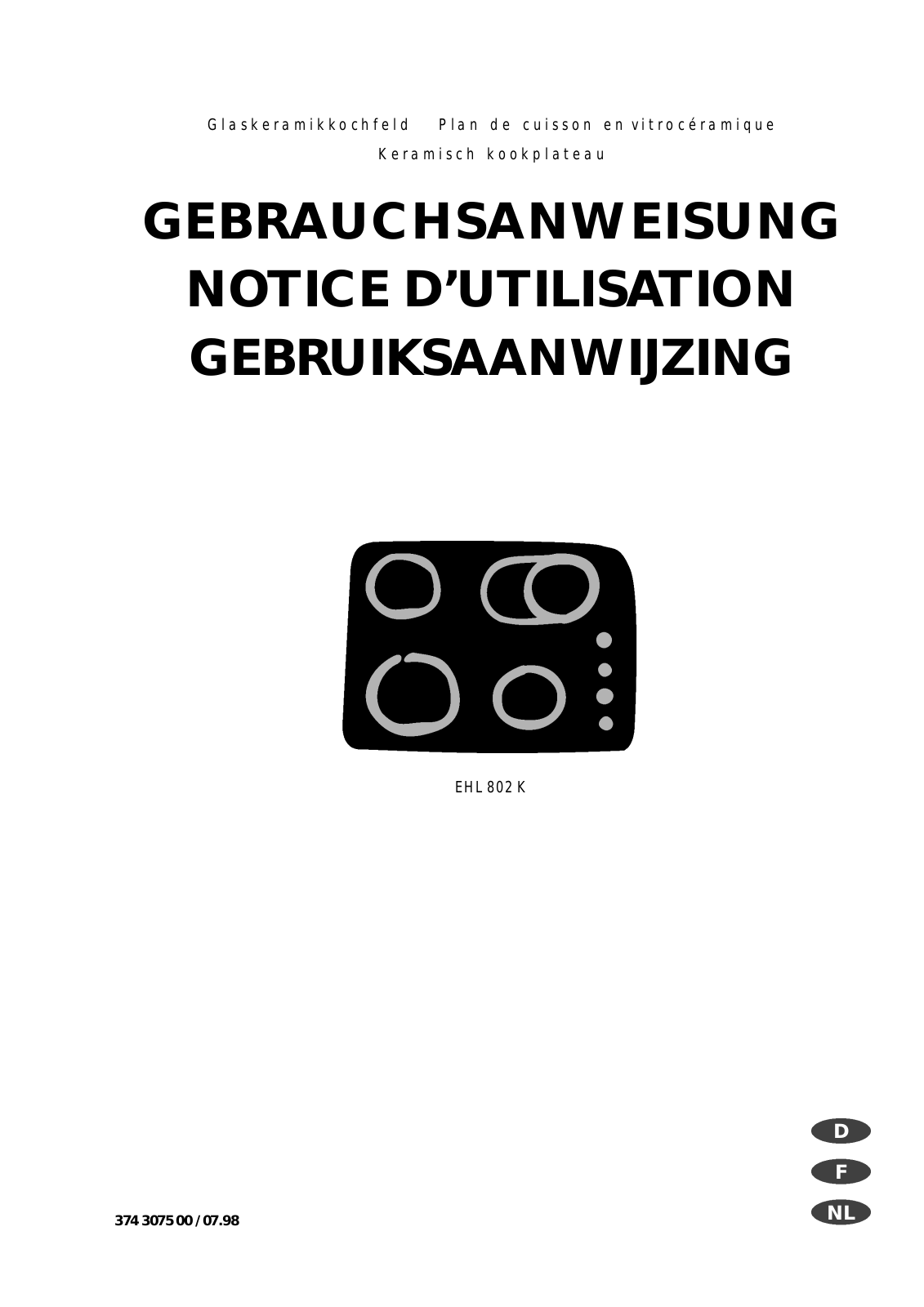 AEG EHL802K User Manual