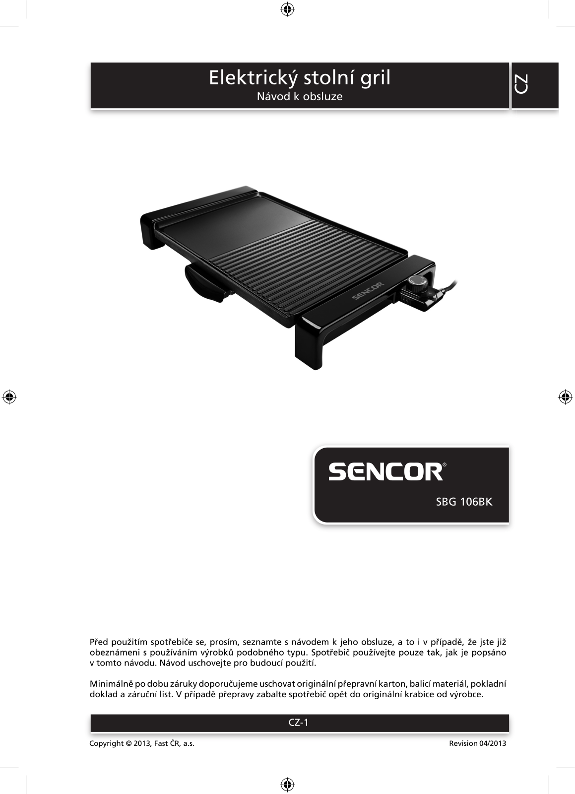 Sencor SBG 106 BK User Manual