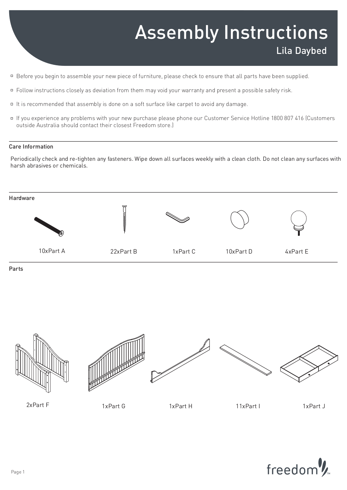 Freedom Lila Daybed Assembly Instruction - ManualMachine.com