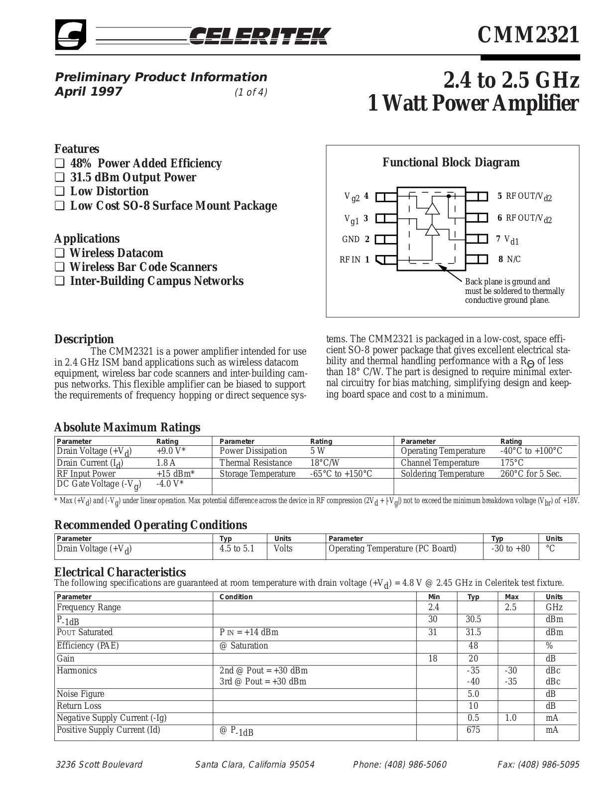 CELER CMM2321-AK-000T, CMM2321-AK Datasheet