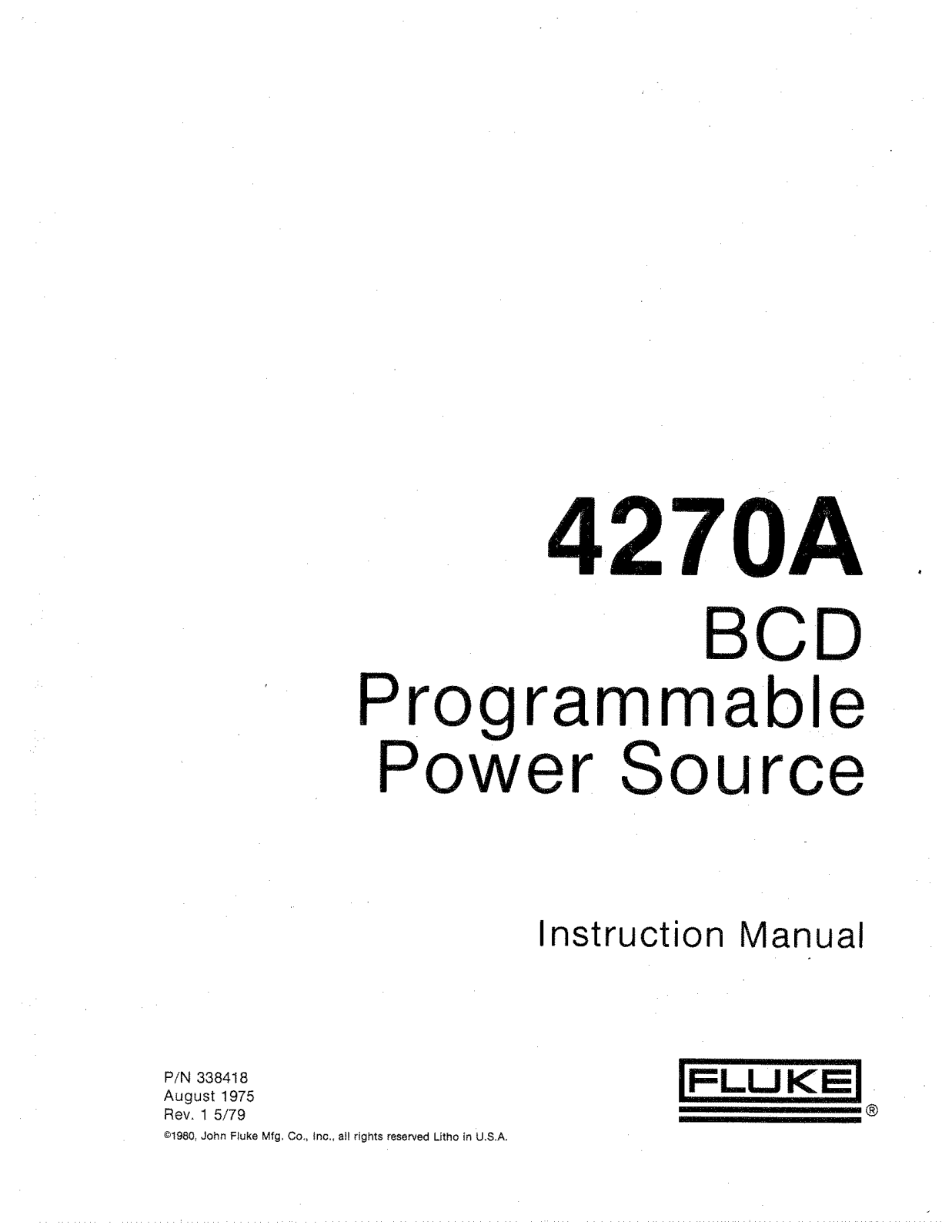 Fluke 4270A User Manual