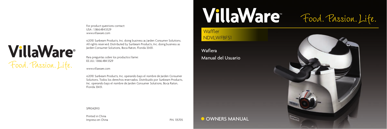 Villaware NDVLWFBFS1 User Manual