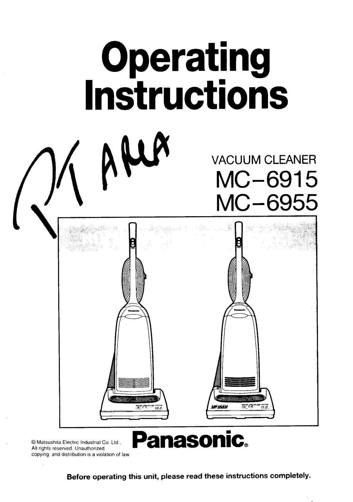 Panasonic mc-6915 Operation Manual