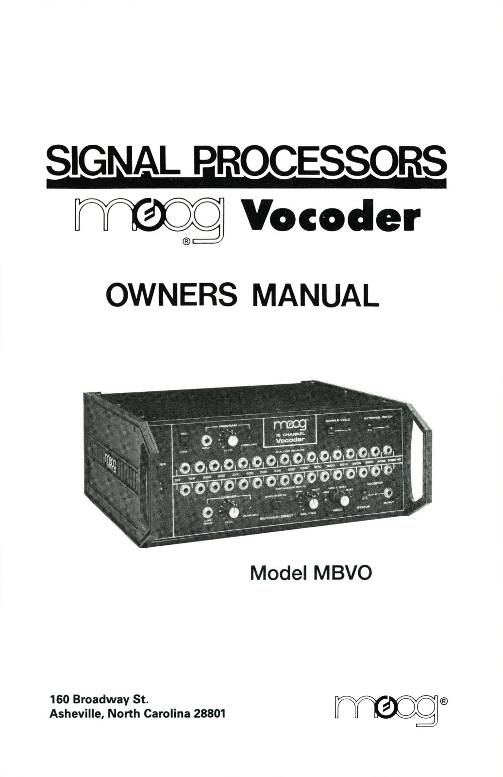 Moog Vocoder Mbvo User Manual