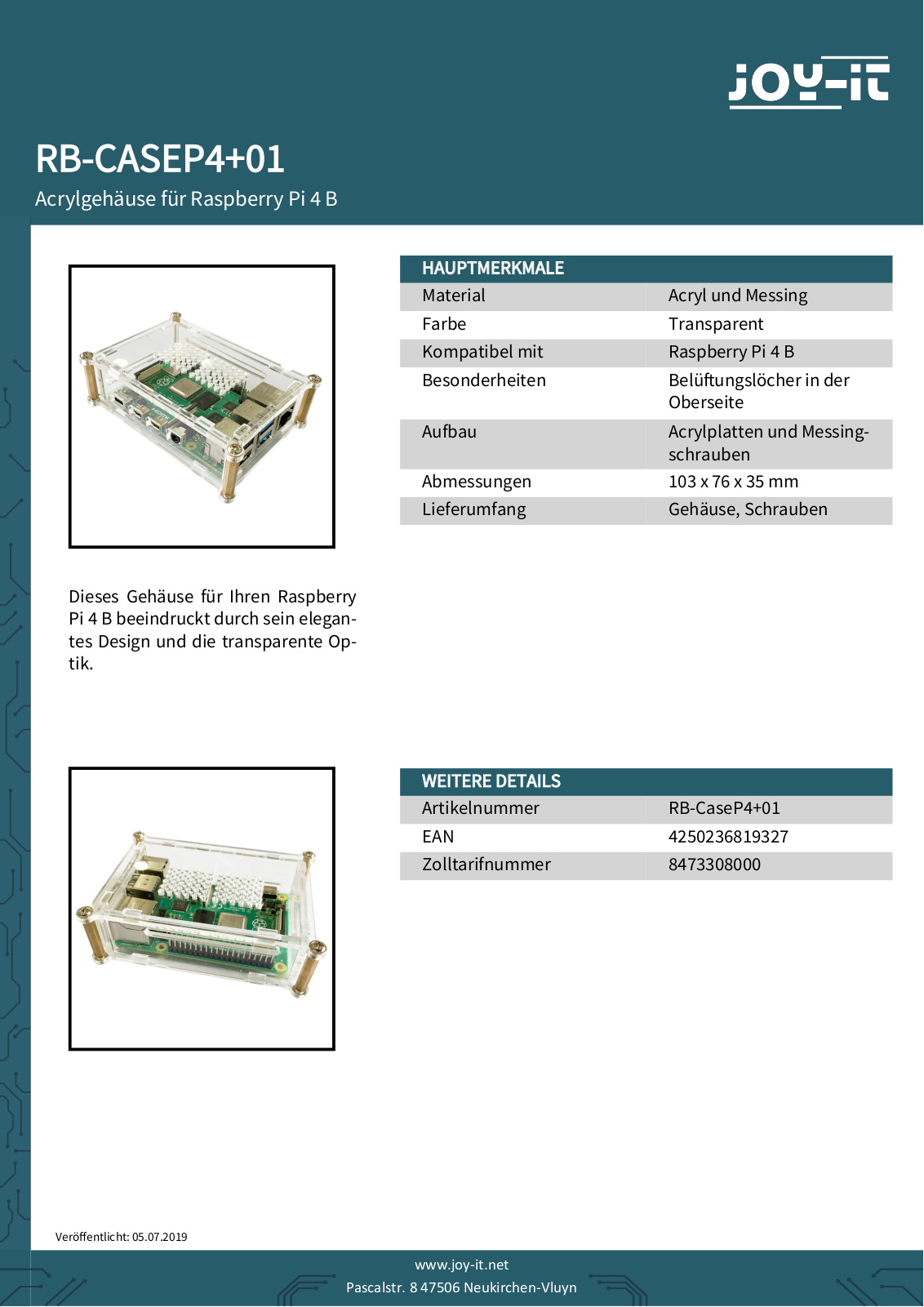 Joy-iT RB-CASEP4+01 User Manual