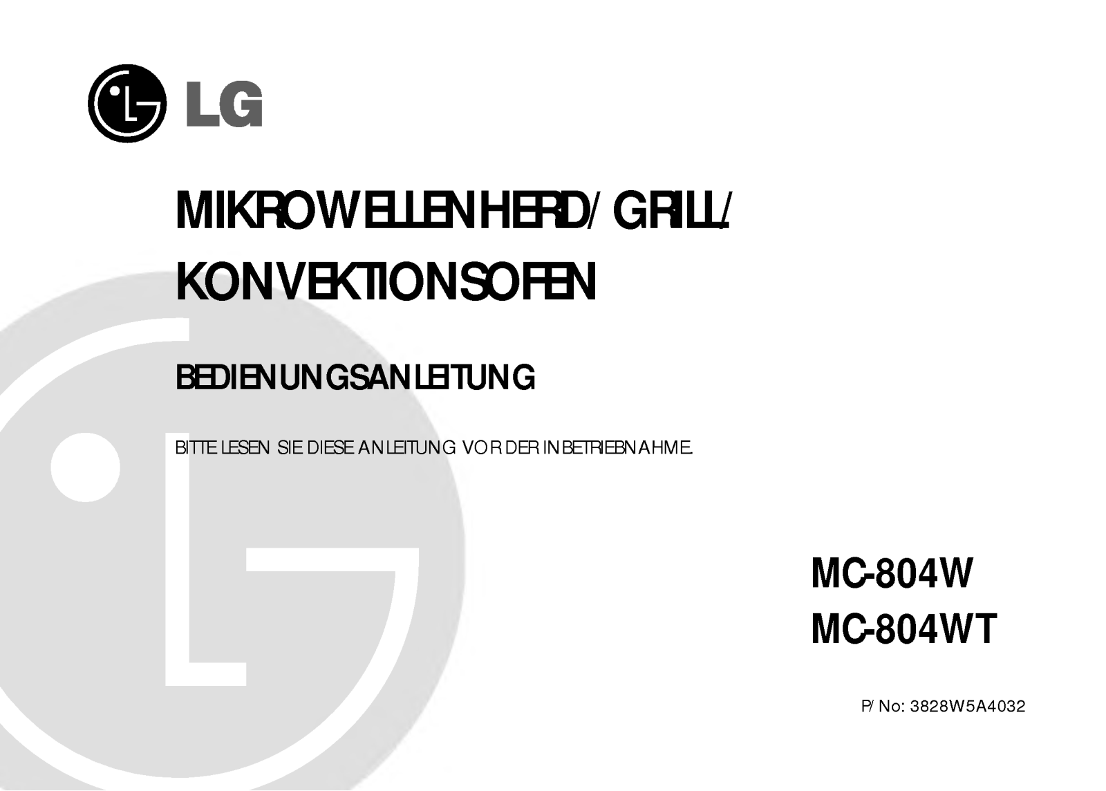 Lg MC-804W, MC-804WT User Manual