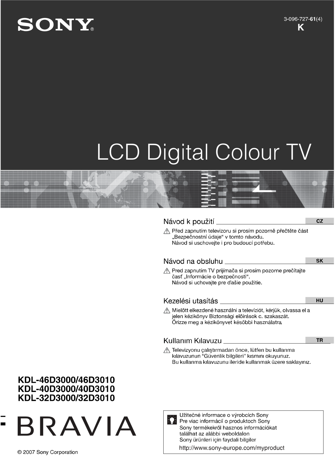 Sony KDL-40D3000 User Manual