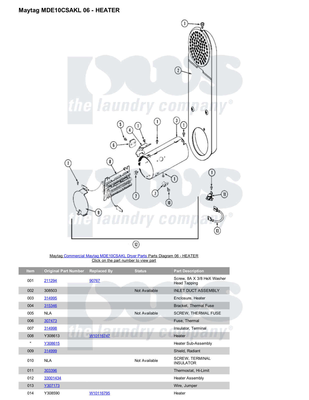 Maytag MDE10CSAKL Parts Diagram