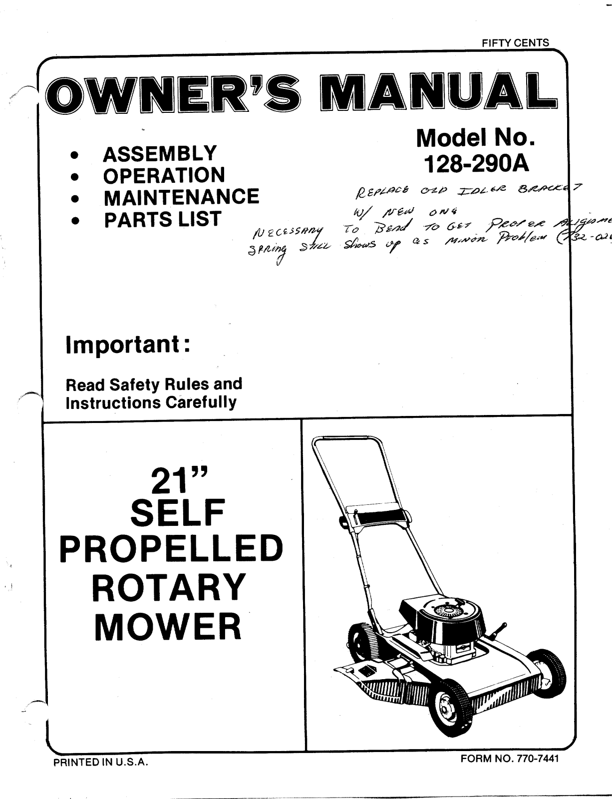 MTD 128-290A User Manual