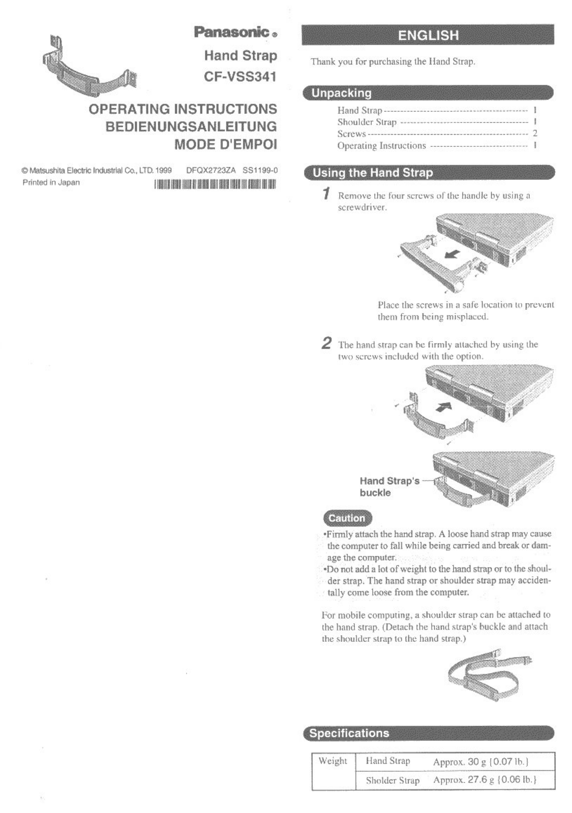 Panasonic cf-vss341 Operation Manual