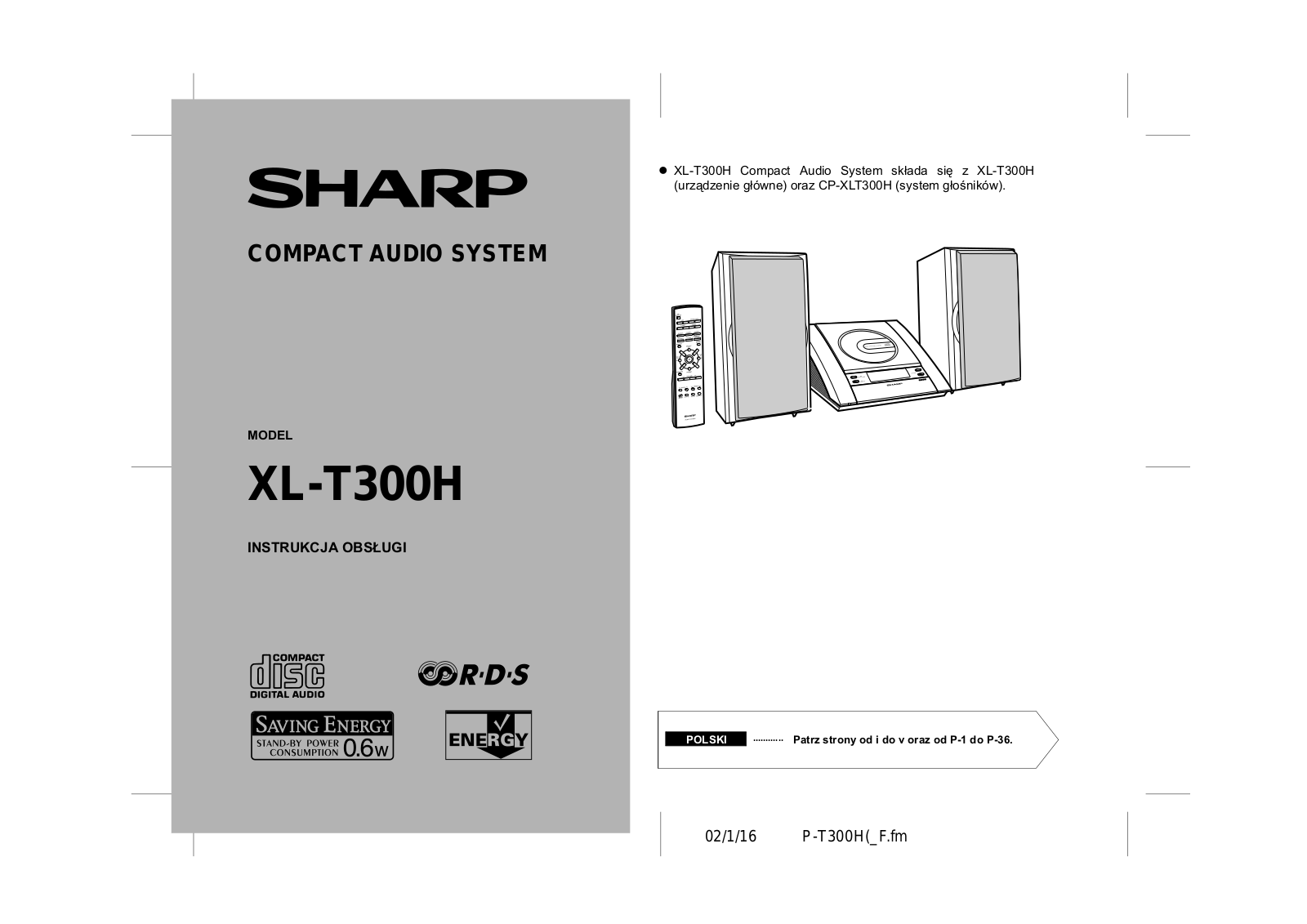 Sharp XL-T300H User Manual