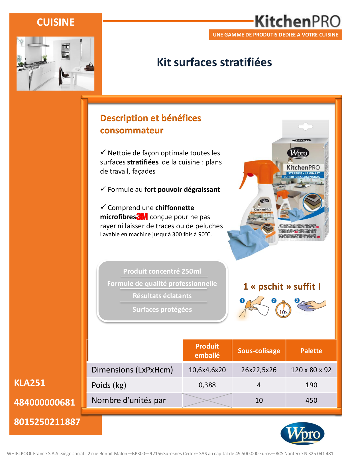 Wpro KLA251 product sheet - ManualMachine.com