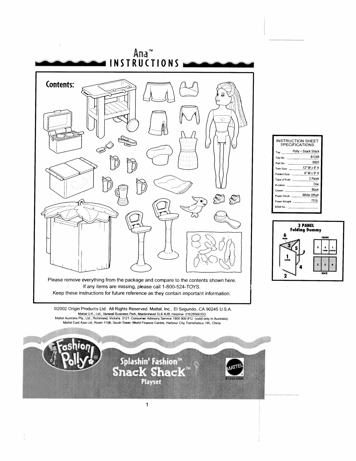 Fisher-Price B1248 Instruction Sheet