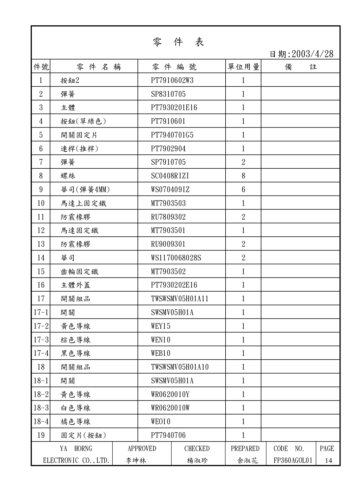 Vitek VT-1602 new Parts List