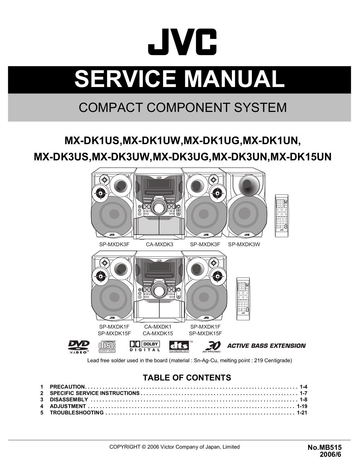 Jvc MX-DK3-UX, MX-DK1-UW, MX-DK1-US Service Manual