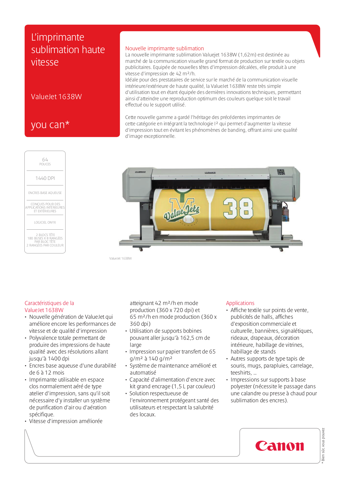 Canon VALUEJET 1638W BROCHURE