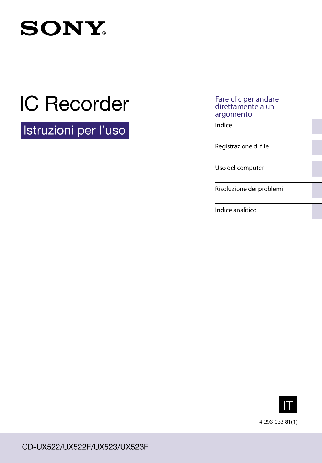 Sony ICD-UX523 User Manual