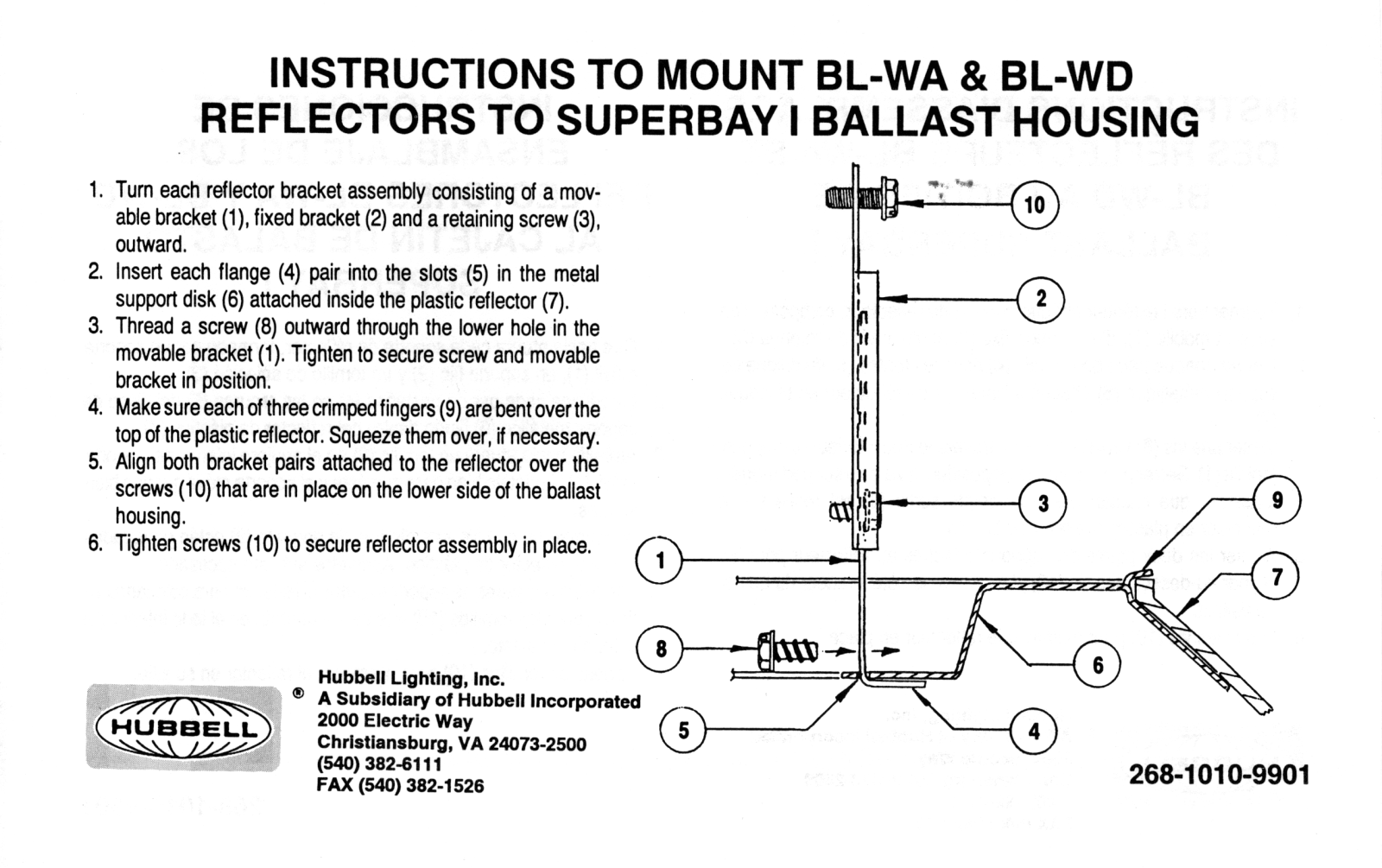 Hubbell lighting WD MTG, BL-WA User Manual