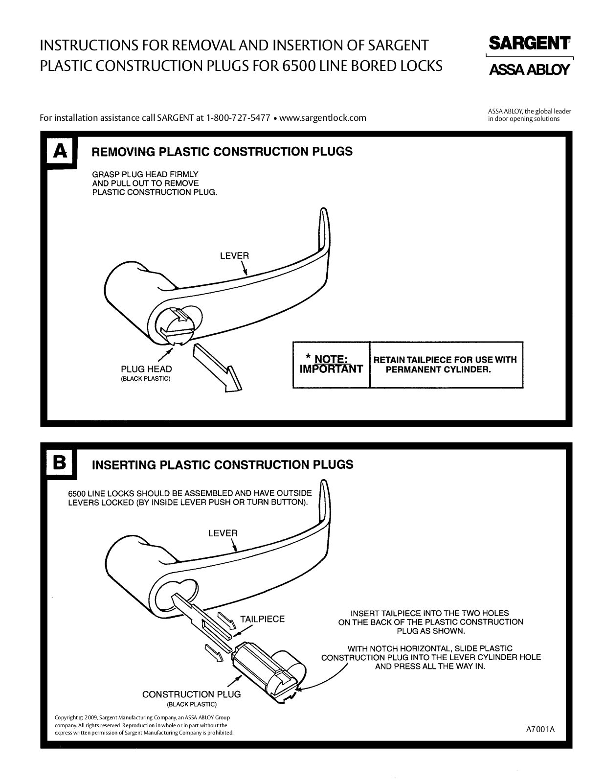 SARGENT 6500 User Manual