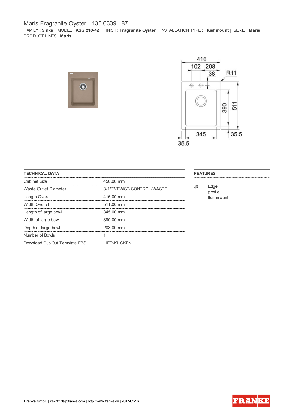 Franke 135.0339.187 Service Manual