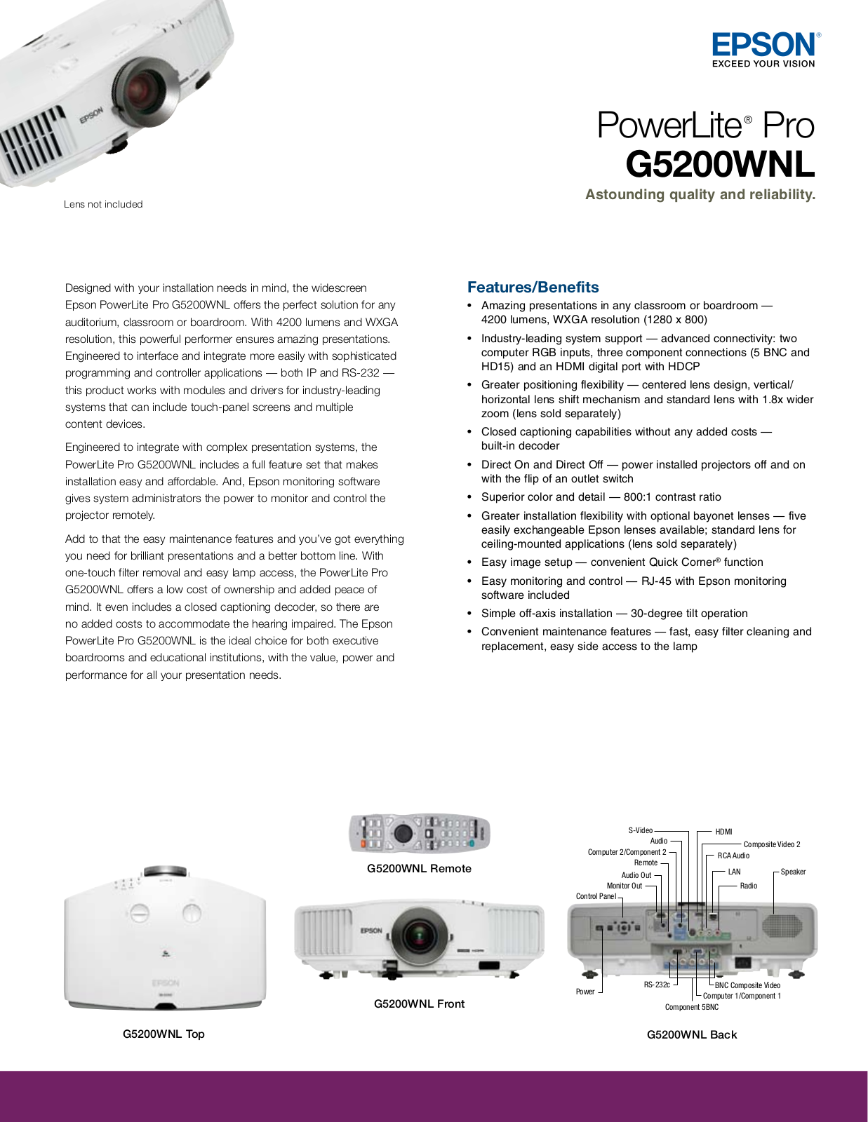 Epson G5200WNL User Manual