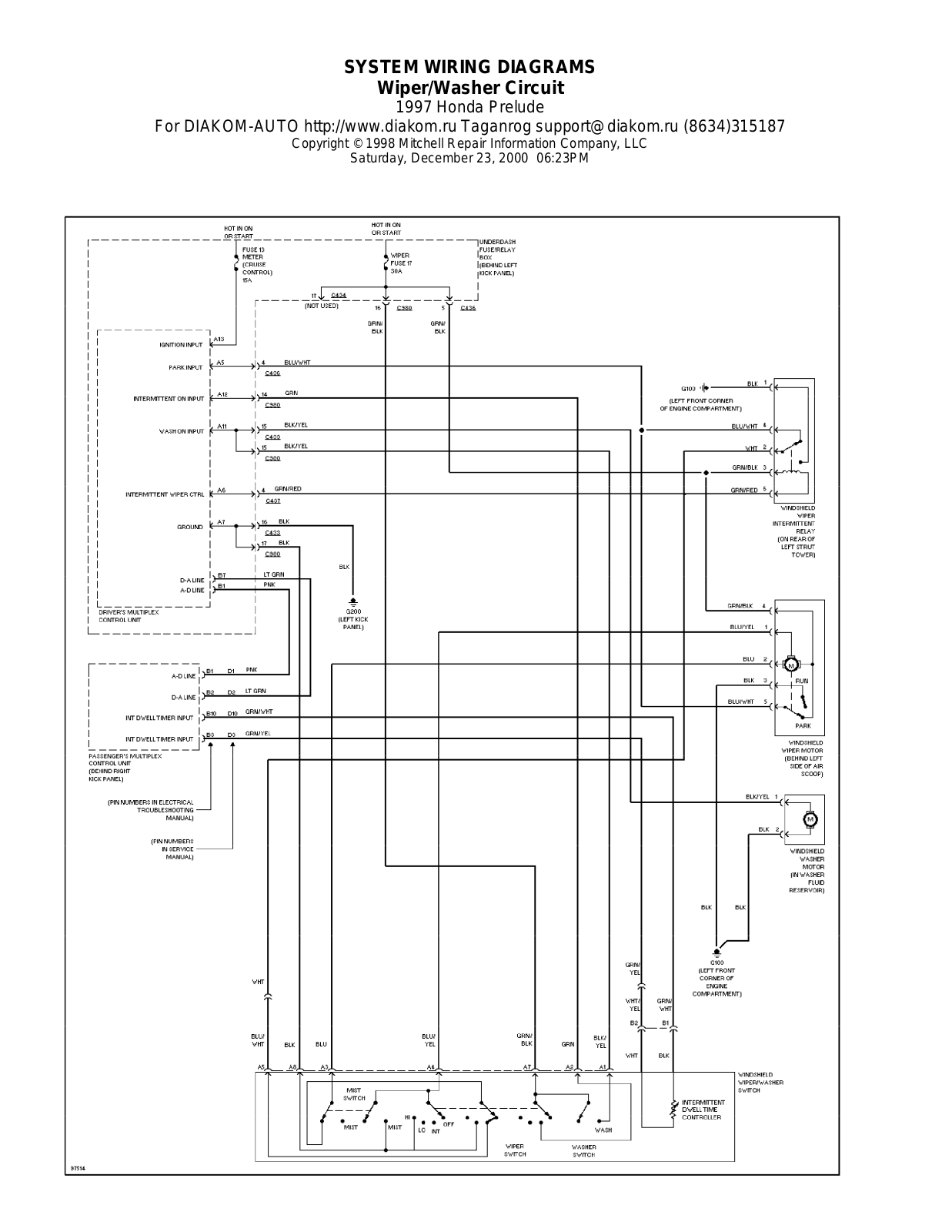 Honda Prelude 1997-1999 Wire Diagrams  17514