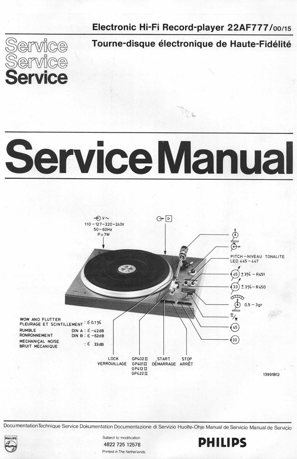 Philips 22-AF-777 Service Manual