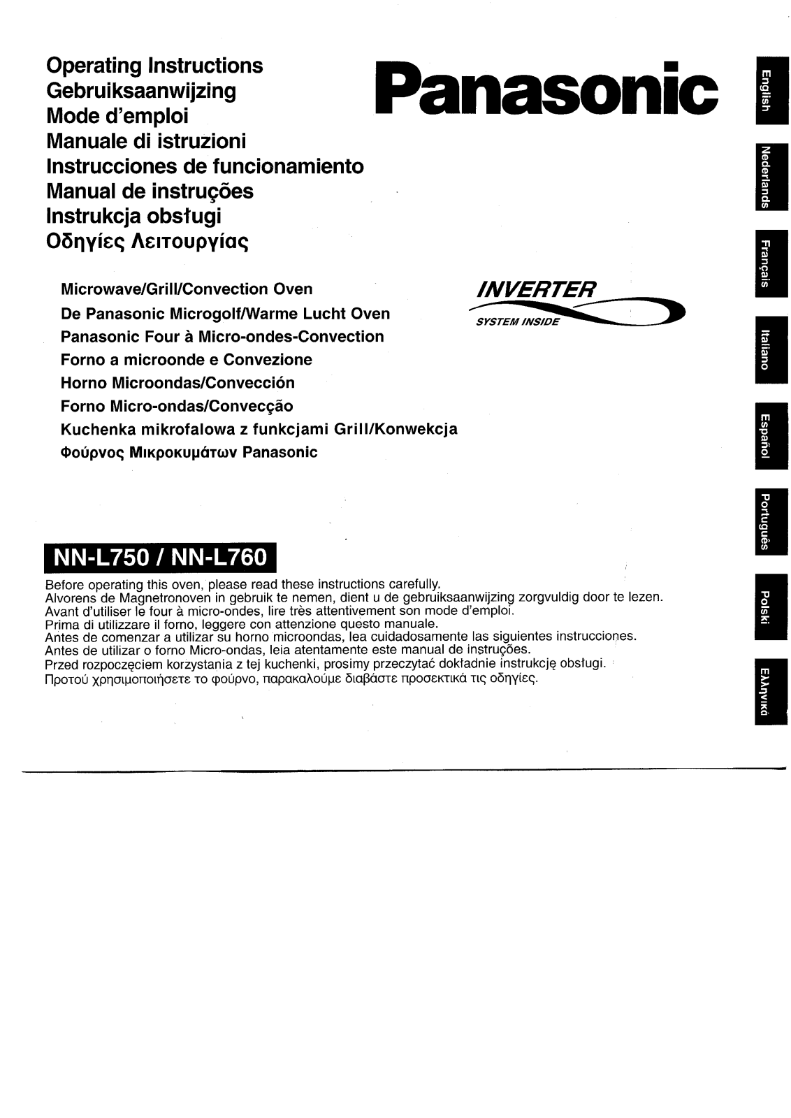 PANASONIC NNL760WB, NNL760WBWPG User Manual