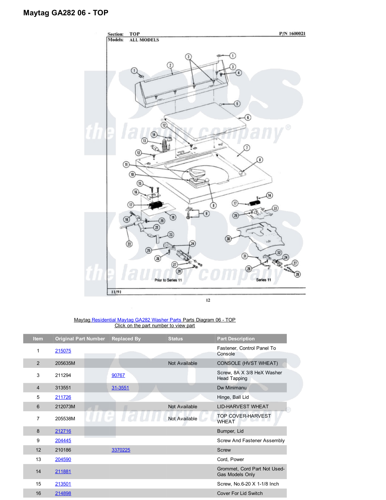 Maytag GA282 Parts Diagram